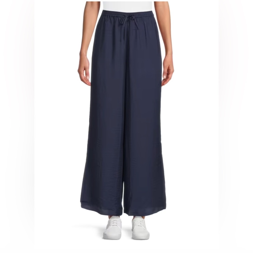 NWT Onia Crinkle Wide Leg Pant in Deep Navy Blue